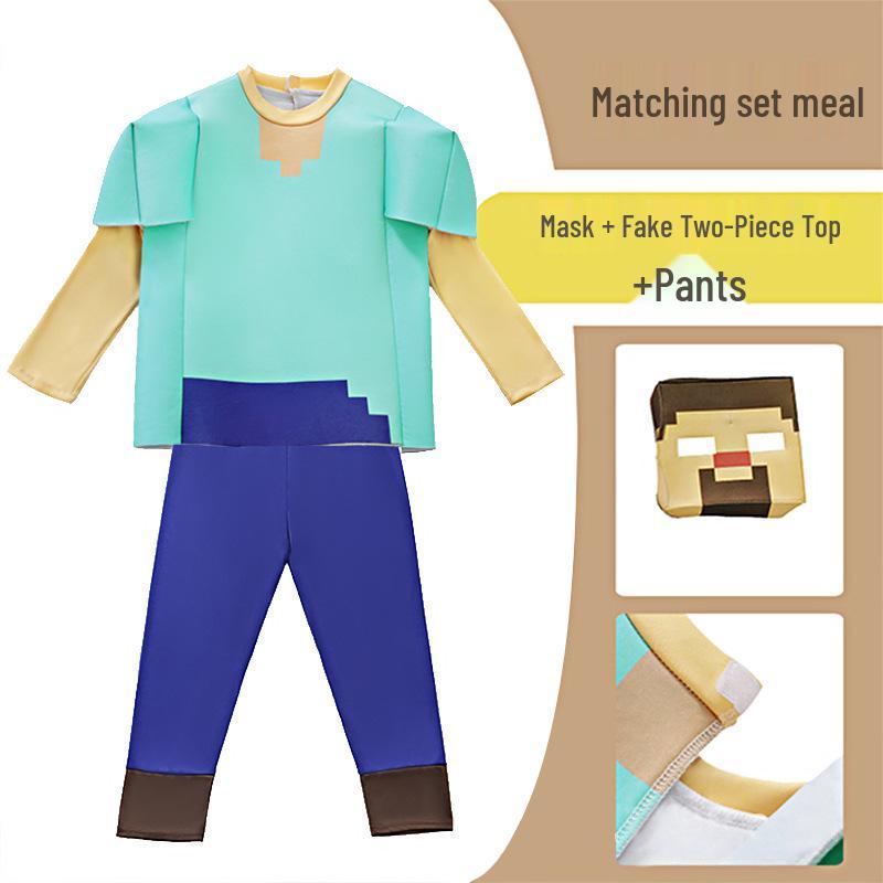 Children's Halloween Anime Cosplay Costume - Steve Role Play Party Outfit