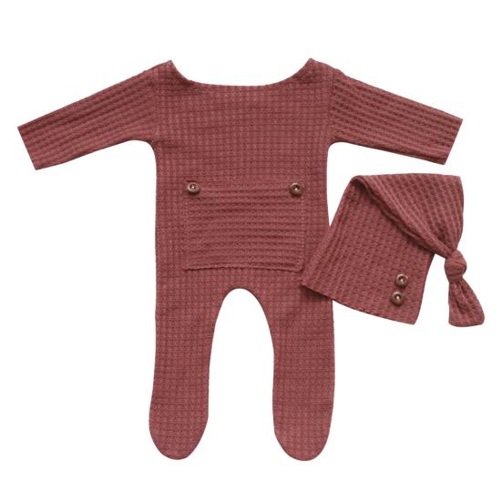 1 zestaw Kombinezon dziecięcy Przyjazny dla skóry, rozciągliwy dwuczęściowy kombinezon Fotografia noworodkowa Kapelusz Odzież do użytku w pomieszczeniach