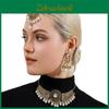 Geometric Bridal Headpiece Set With Metal Earrings And Necklace For Women