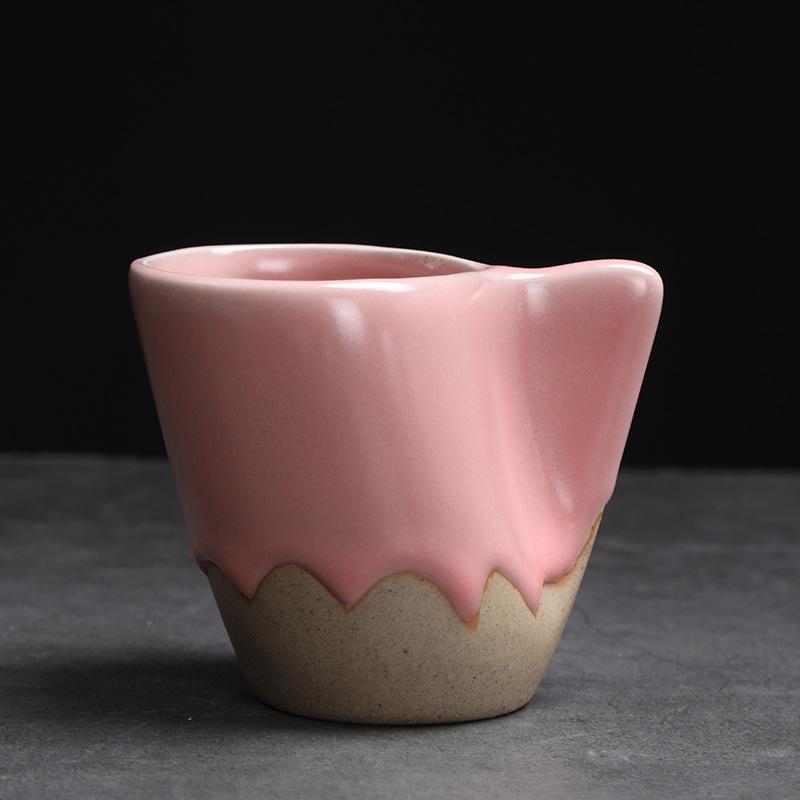 Creative ceramic coffee cup concentrated cup retro coarse pottery high value afternoon teacup ins wind latte cup medium and ancient cup