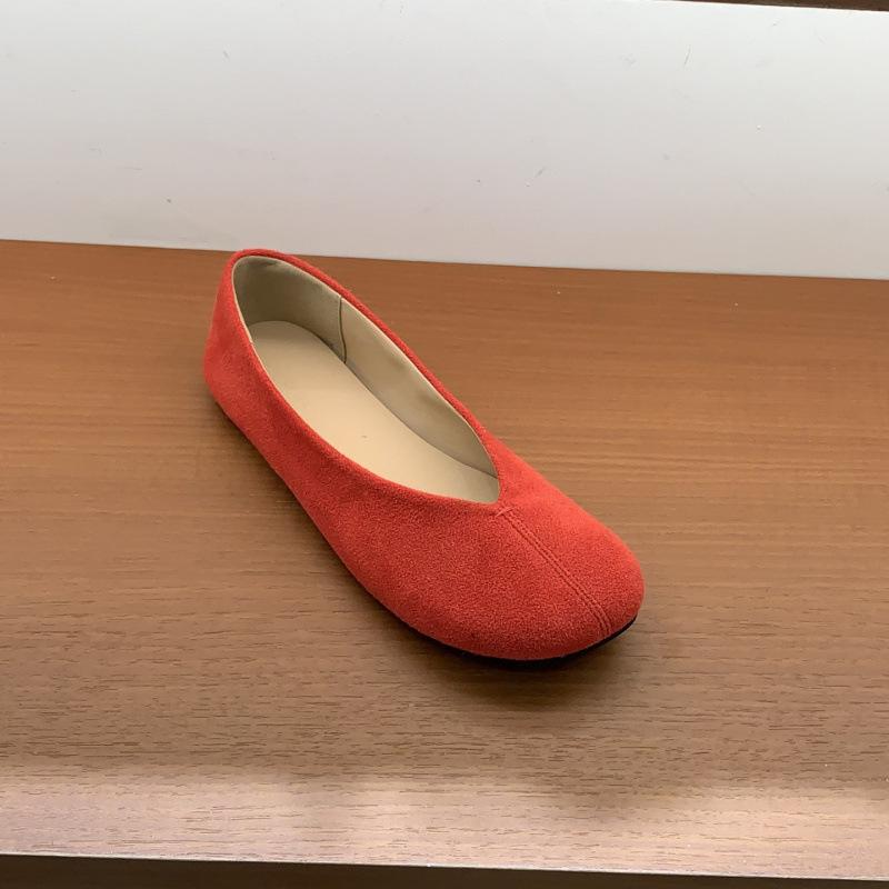 2025 summer retro matte suede flat-soled beanie shoes versatile comfortable soft-soled shoes candy women's single shoes ladyshoes