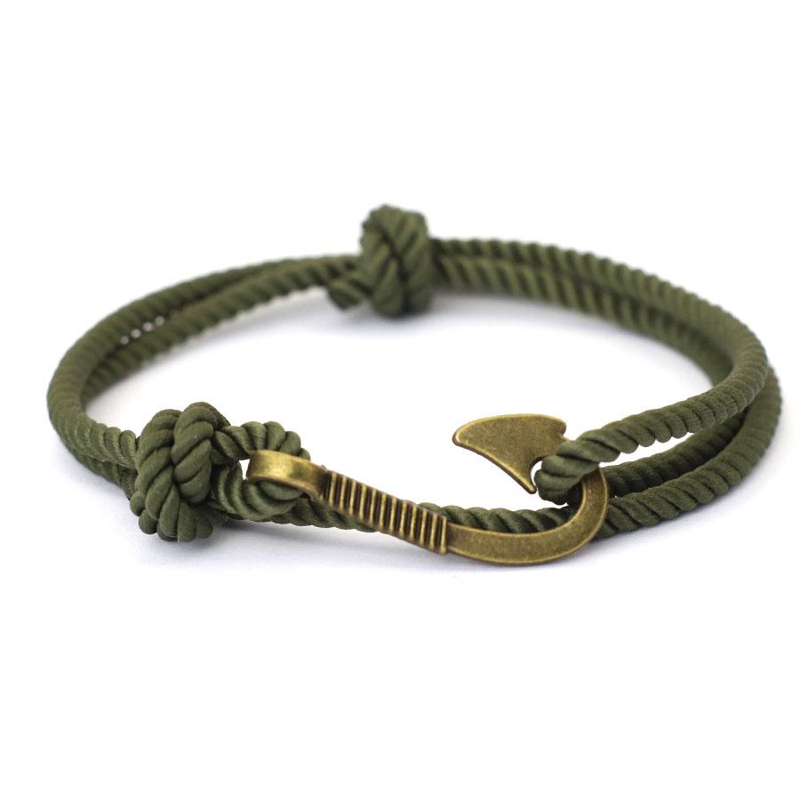 Vintage Fish Hook Boat Anchor Men Bracelet Casual Adventure Accessories Male Double Layer Adjustable Jewellery Gift