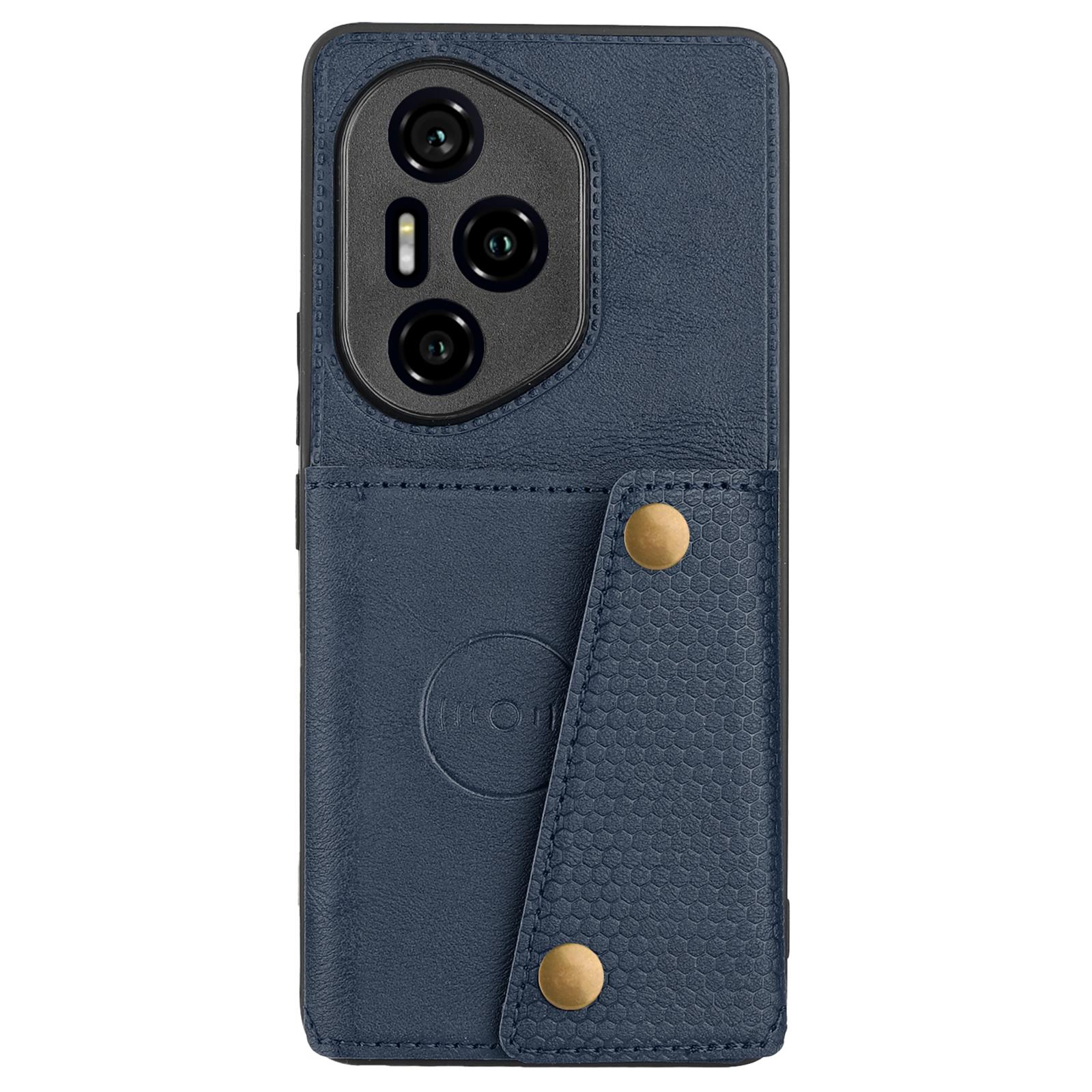 

For Honor 300 Pro Case with Card Slots Kickstand Leather+TPU Phone Cover Blue