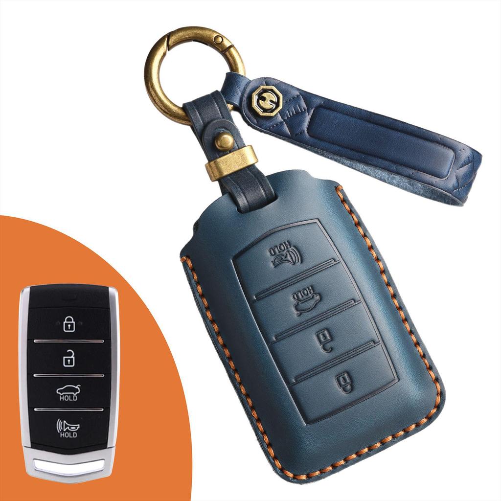 Vintage Leather Genesis Key Cover: Handmade, Genuine Leather Bag Buckle Case for Classic Genesis Models