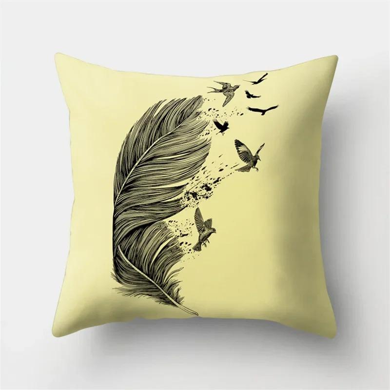 Creative Feather Pattern Pillowcase Interior Decoration Office Living Room Home Pillowcase