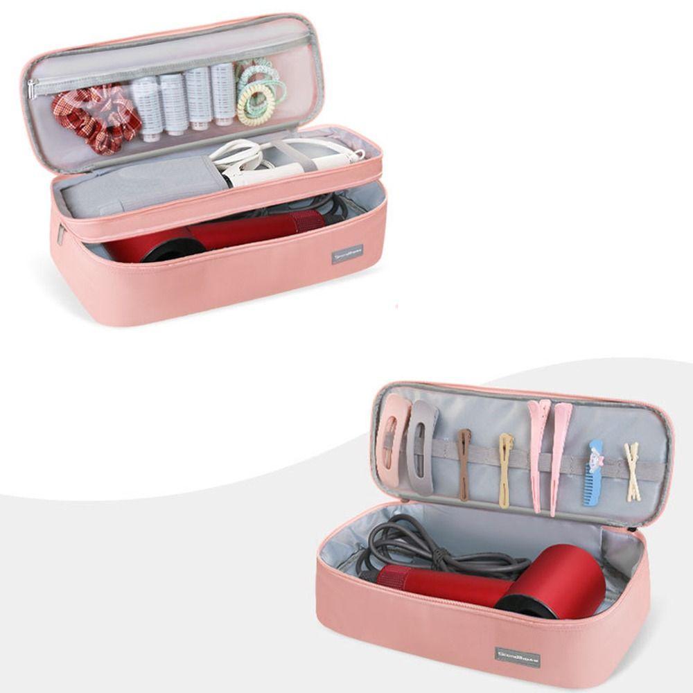 2 Layers Portable Hair Dryer Tote Bag Multi-compartment Large Capacity Curling Iron Carrying Case Handheld Waterproof