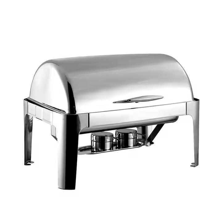 

Квадратная круглая банкетная мармитница с откидной крышкой - Подогреватель пищи из нержавеющей стали со стеклянной крышкой Silver