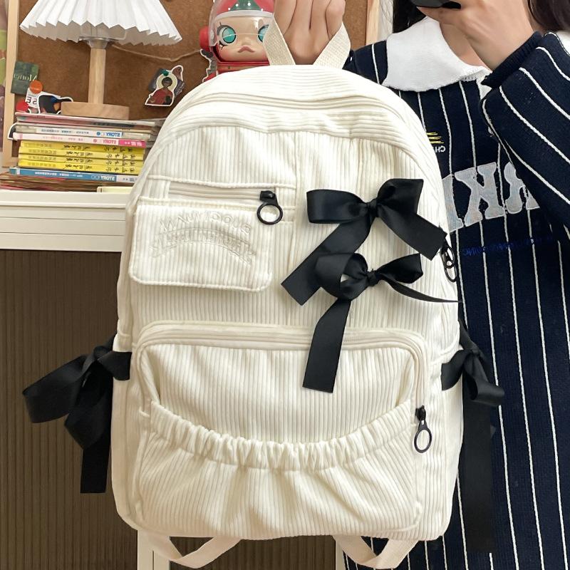 ins wind bow backpack ribbon junior high school students primary school students casual versatile backpack women's niche backpack