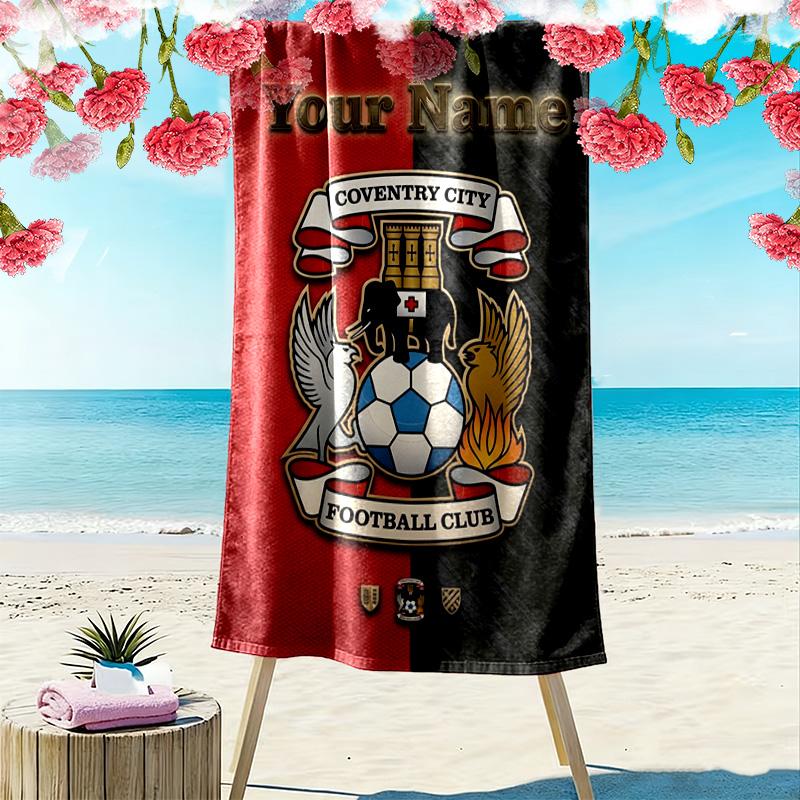 Name Custom Coventry City Print Beach Towel, Large Soft Quick Dry Towel for Beach Camping Swimming