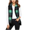 Women's Zipper Plaid Vest Sleeveless Lapel Front Cardigan Wool Sweater Autumn Fashion Plush Jacket Coat