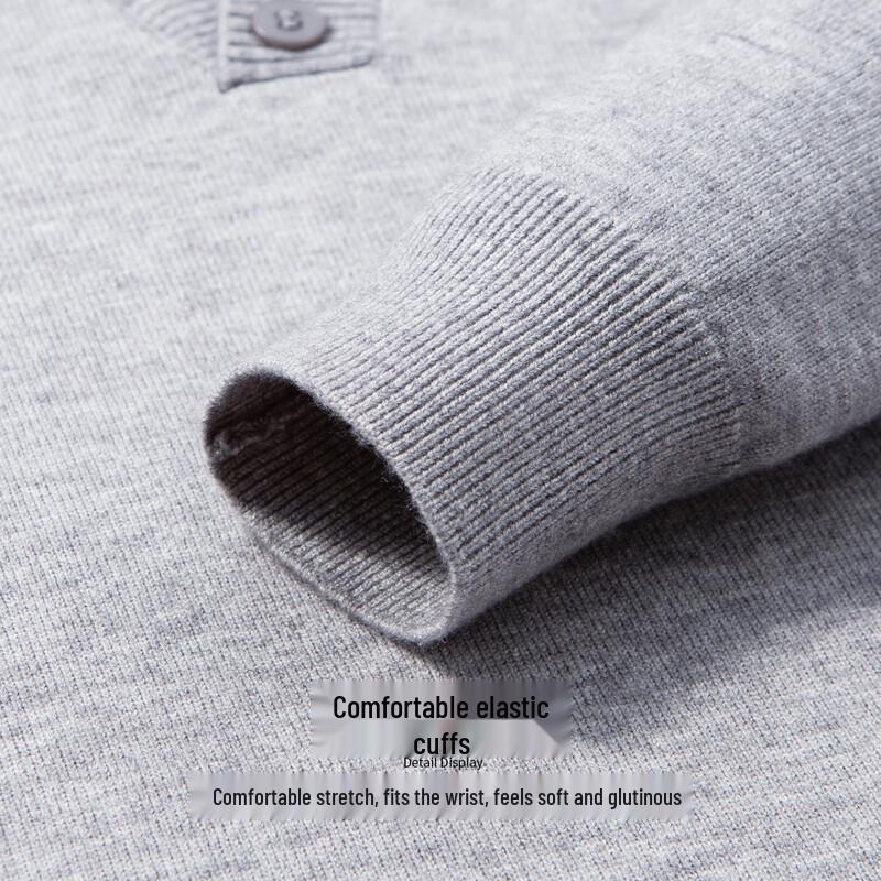 Hodo Men's Luxury Wool Blend Faux Two-Piece Henley Knit Sweater