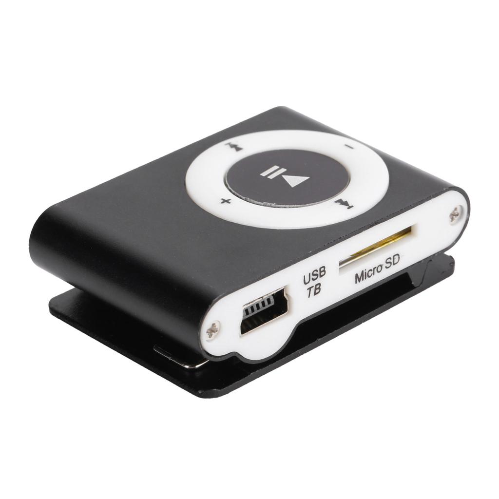 Lecteur multimédia de musique numérique portable MiniMP3 BackClip Player avec écouteurs et câble USB(Noir )