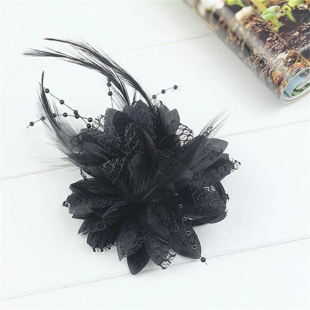 Brooch Latin Dance Performance Fascinator Wedding Hair Accessories Bridal Hairpin Headdress Feathers Hair Clip Wrist Flower