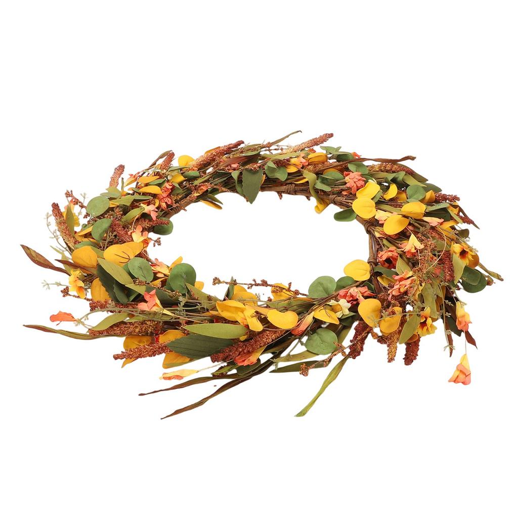 Fall Wreath for Front Door Artificial Farmhouse Autumn   Wreath with Wildflower for Indoor Outdoor Holiday Decor