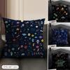 Cartoon Astronaut Rocket Cushion Cover Natural Linen Organic Fabric Double-Sided Printing Sofa Home Decor Gift Pillow Case