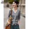 Damen Schicker Spitzen-Patchwork-Strickcardigan