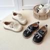 2026 Spring Girls' Lace Bow Leather Shoes - Korean Style Soft Sole Princess Flats
