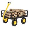 Steel Garden Cart, 544 Kg Heavy Duty Pullable Garden Wagon Yard Cart, 2 In 1 Outdoor Metal Utility Wagon Yard Trailer with 330 Mm All Terrain Tires,