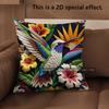 2D Vintage Hummingbird Floral Throw Pillow Covers Pattern Cushion Cover Suitable For Sofa Bedroom Car Pillow Cover