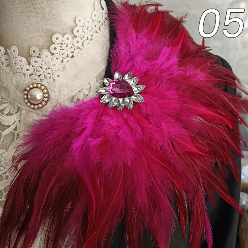 Unisex Rhinestone Feather Brooch Crystal Pin for Dress Jeans Waist & Shoulder Corsage Party Epaulet Decor for Carnival Stage