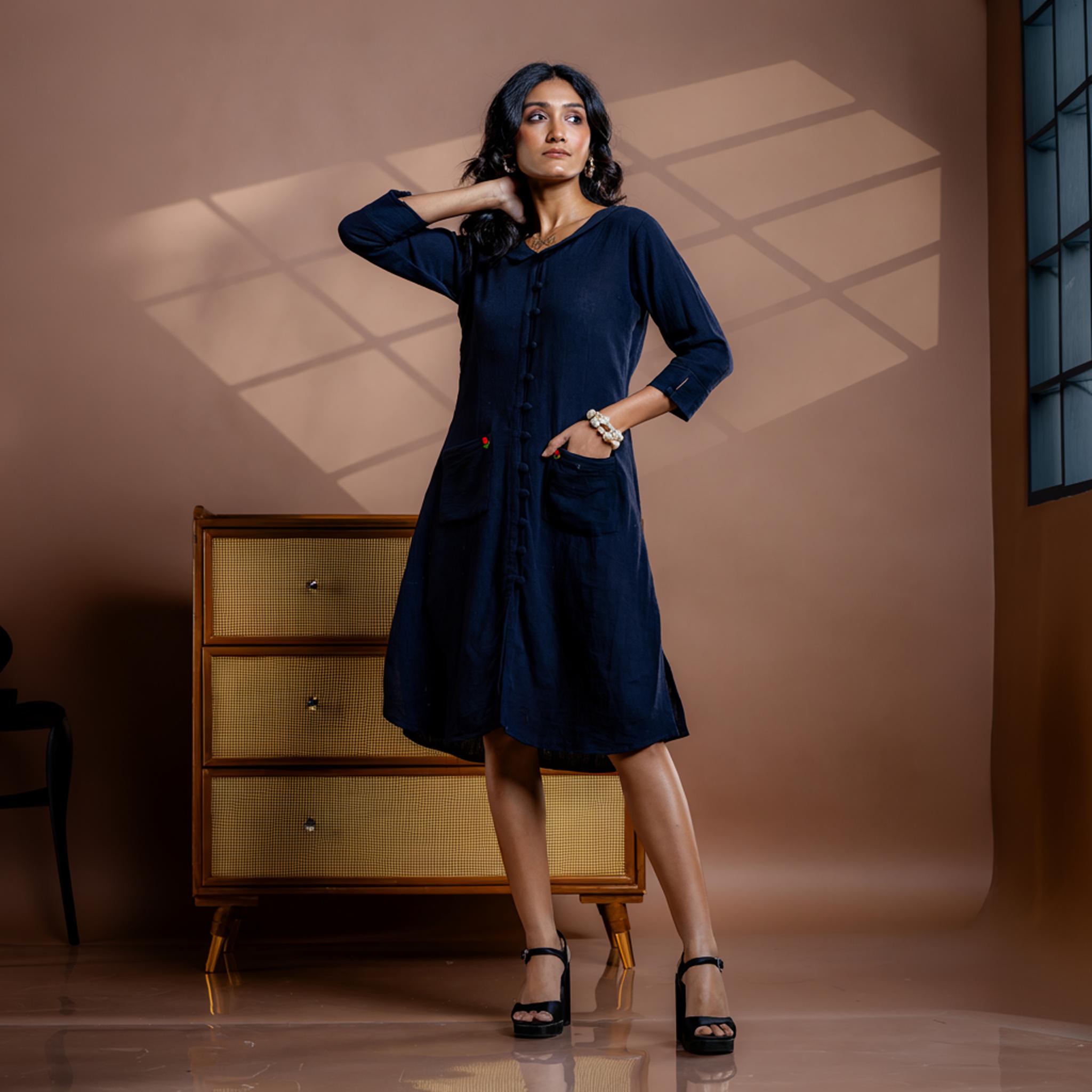 Noir embroidered black Kala cotton dress M чёрный