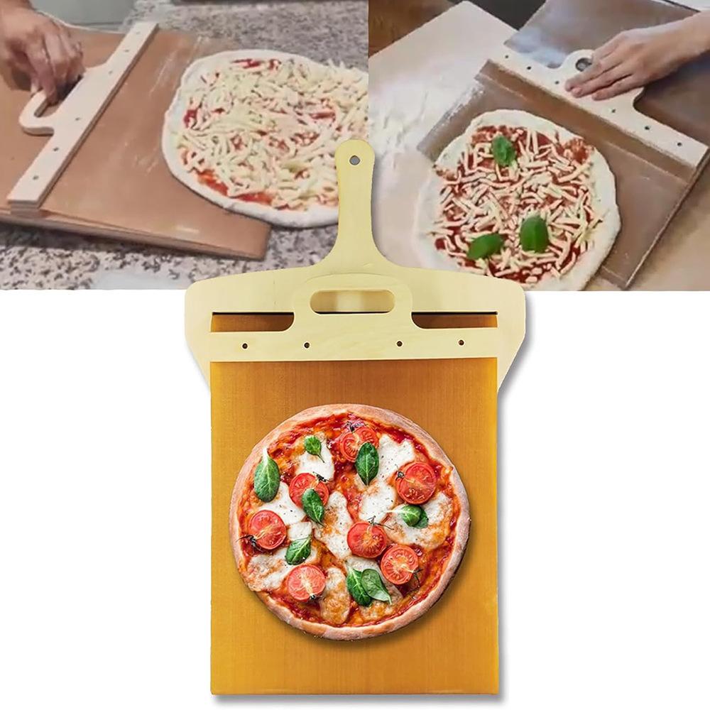 1pcs Portable Sliding Pizza Shovel Dough Tray Sliding Pizza Peel Non-Stick Spatula Paddle with High Temperature Cloth