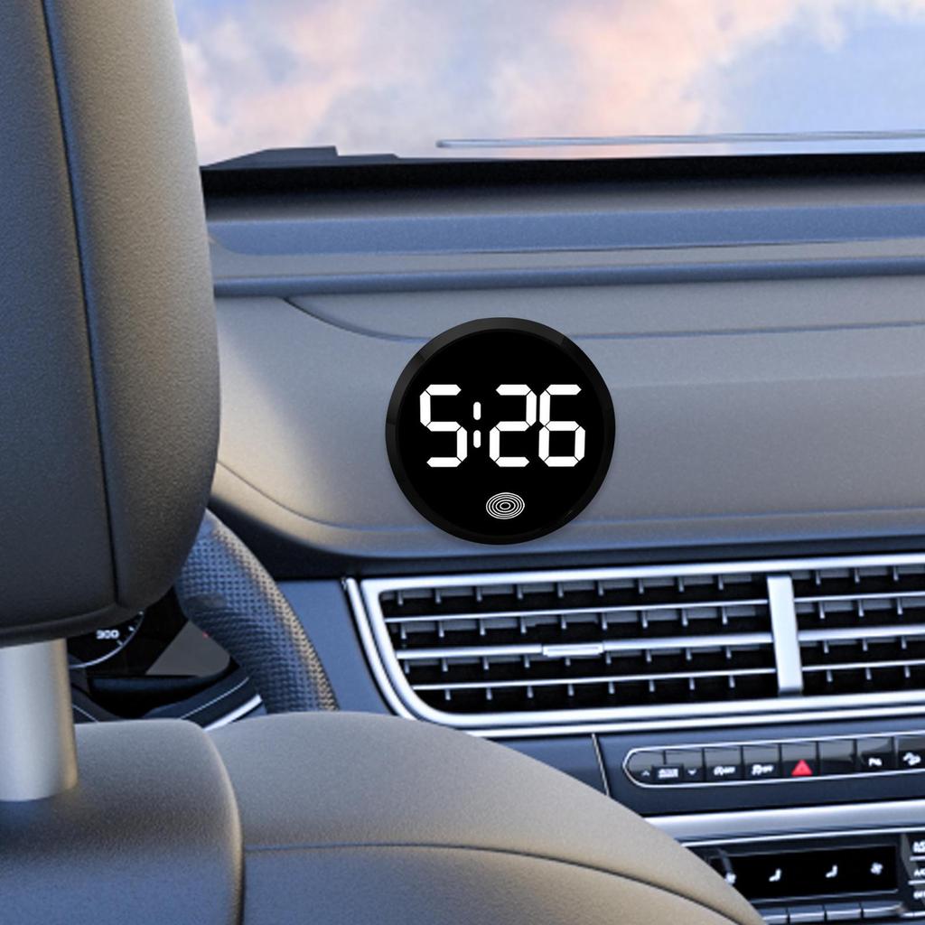 Car Dashboard Time Display Electronic Clock for Vehicles Touch Activated Round Accessory