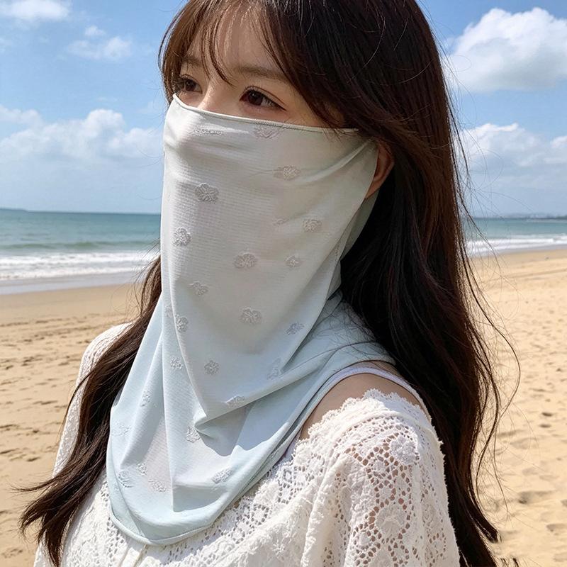Sweet Floral Print Sun Protection Face Cover for Women (Spring/Summer) – Cycling Neck and Face Cover Breathable UV Protection Sun-Blocking Veil Mask