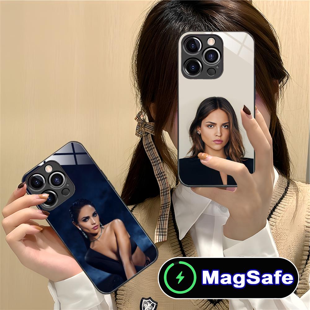 Fashion Eiza Gonzalez Glass MagSafe Mobile Phone Case for iPhone 17 16 15 14 13 12 11 Air Pro Max Plus Mini Colorful Cover