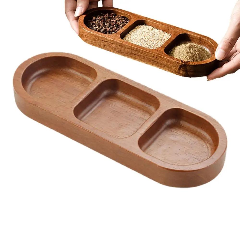Rectangle Wood Soy Sauce Dishes Vintage Dessert Serving Tray Tableware Dipping Dish Sushi
