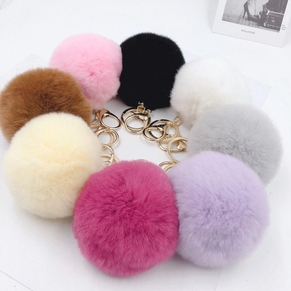 Car Keyring Ornaments Handbag Charms Car Keyring Pom Fluffy Key Chains Fur Ball Keychain Key Holder