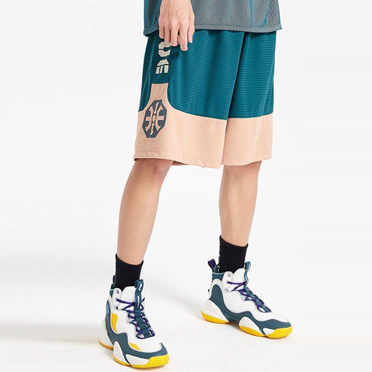Li Ning Sports Basketball Collection Casual Shorts Men's Ocean Blue Light Gray Brown AAPQ007-8