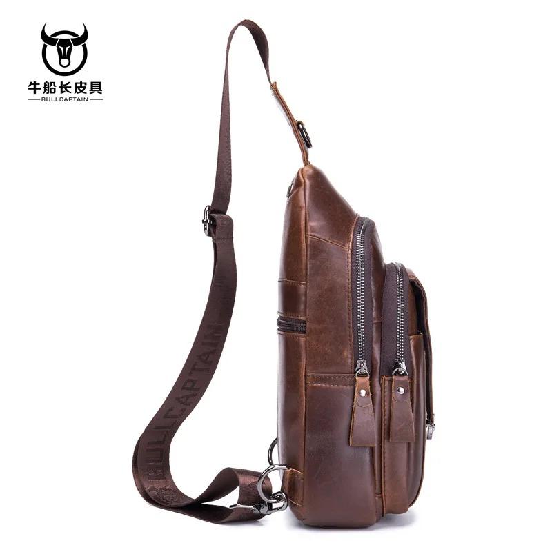 Značka 2024 vysoce kvalitní pánská pravá kůže hovězí kůže Vintage hrudník zádový batoh Cestovní móda Cross Body Messenger taška přes rameno