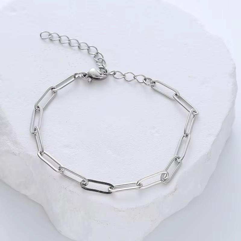 Chain Acero Inoxidable 18k Gold Plated Paperclip Chain Stainless Steel Bracelets