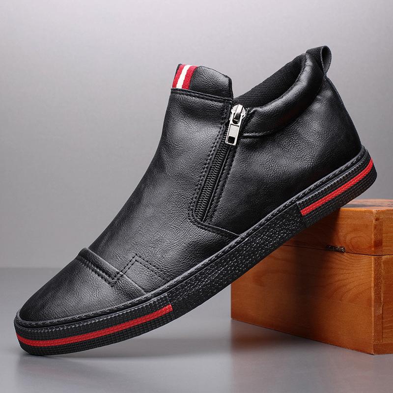 Fashion New Style Slip-on Side Zip Men Boots Autumn Fashion High-Top Sneaker Shoes British All-match Casual Wear-Resistant Shoe