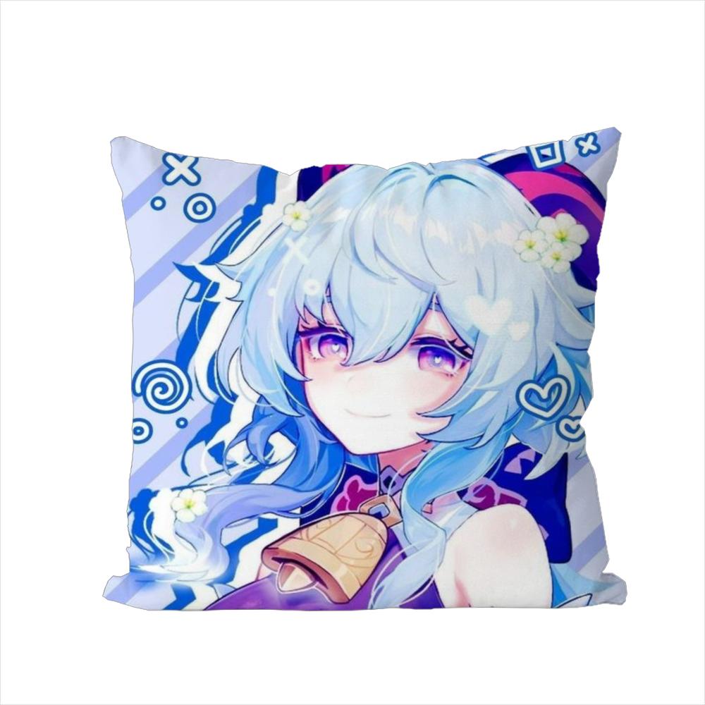 Genshin Impact Pillow Case For Car Sofa Decorative Home Doublesided Print Plush Square Throw Pillow Cushion Cover