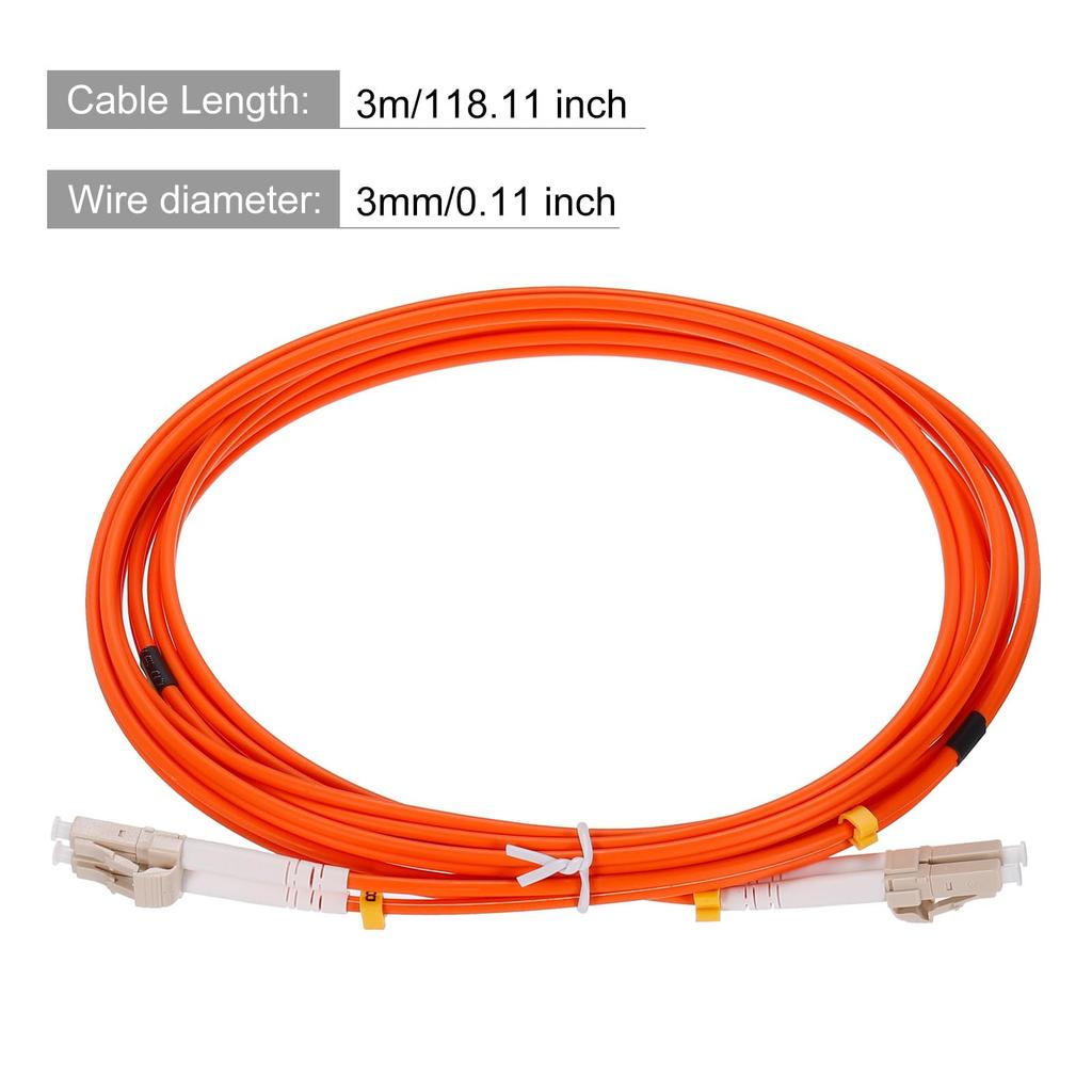 Uxcell Fiber Patch Multimode Duplex OM1 LSZH Fiber Optic Jumper for Network Transceivers and 3 1 Piece Cable, LC-LC Instruments, Orange, Meters,