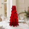 Desktop Christmas Tree Ornament Velvet Bow Decoration, Shaped Soft Fabric Tabletop for Fireplace Dining Table Window Holiday Decor