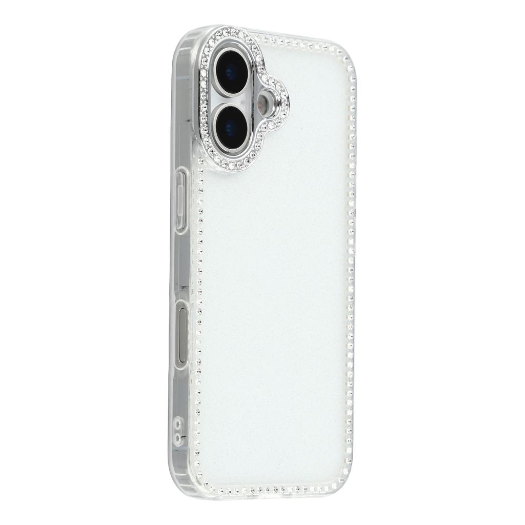 For iPhone 17 Case Rhinestone Edge Glitter Back TPU+PC IMD Phone Cover