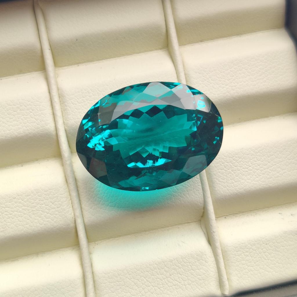 Clean Stone Natural Oval Cut Natural Glass Stone, Faceted Loose Stone, 31.80 Carat, 24x17x14 MM Size.