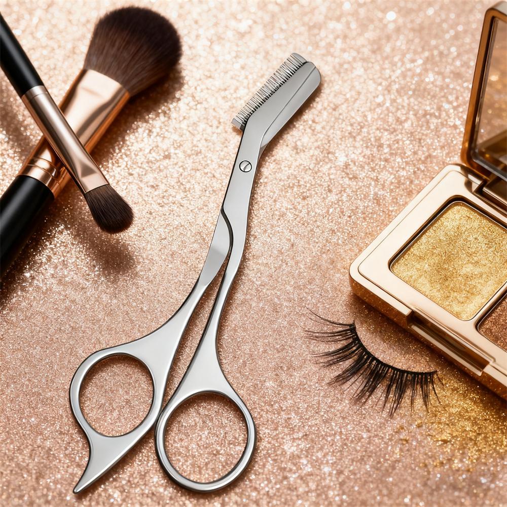 New Eyebrow Trimmer Scissors Eyebrow Scissors with Comportable Makeup Scissors Eyebrow Trimming Knife Hair Remover Shaver Tool