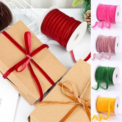 50 yards 10mm Décoration Cadeaux Bouquet Décoration Ruban d'Emballage Bande d'Enveloppement Ruban de Velours Velours Floqué Soie