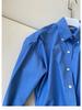 Nanyou Unisex Blue MM Letter Embroidery Long-Sleeve Shirt