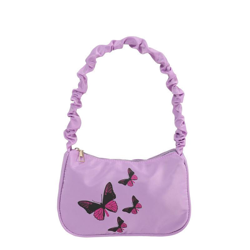 Urban Chic Canvas Crossbody Bag Women s 2024 Butterfly Print Street Style Handbag фиолетовый