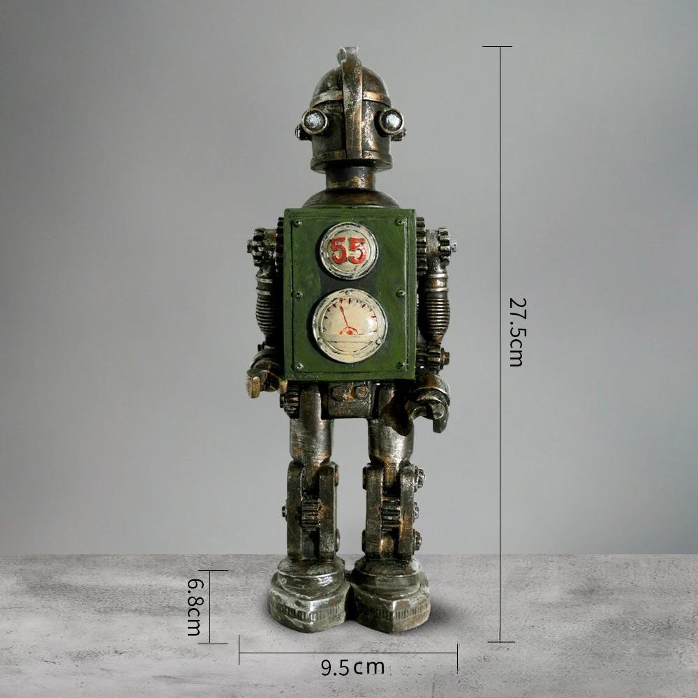 Mechanical Punk Bots Statue, Robot Sculpture, Retro Home Decor, Resin Crafts, Office, Desktop, Bookcase Ornament, Gothic Gear
