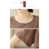 Ice Silk Cotton Linen Loose Slim Striped T-shirt for Women Summer Thin Button Splicing Short-sleeved Top