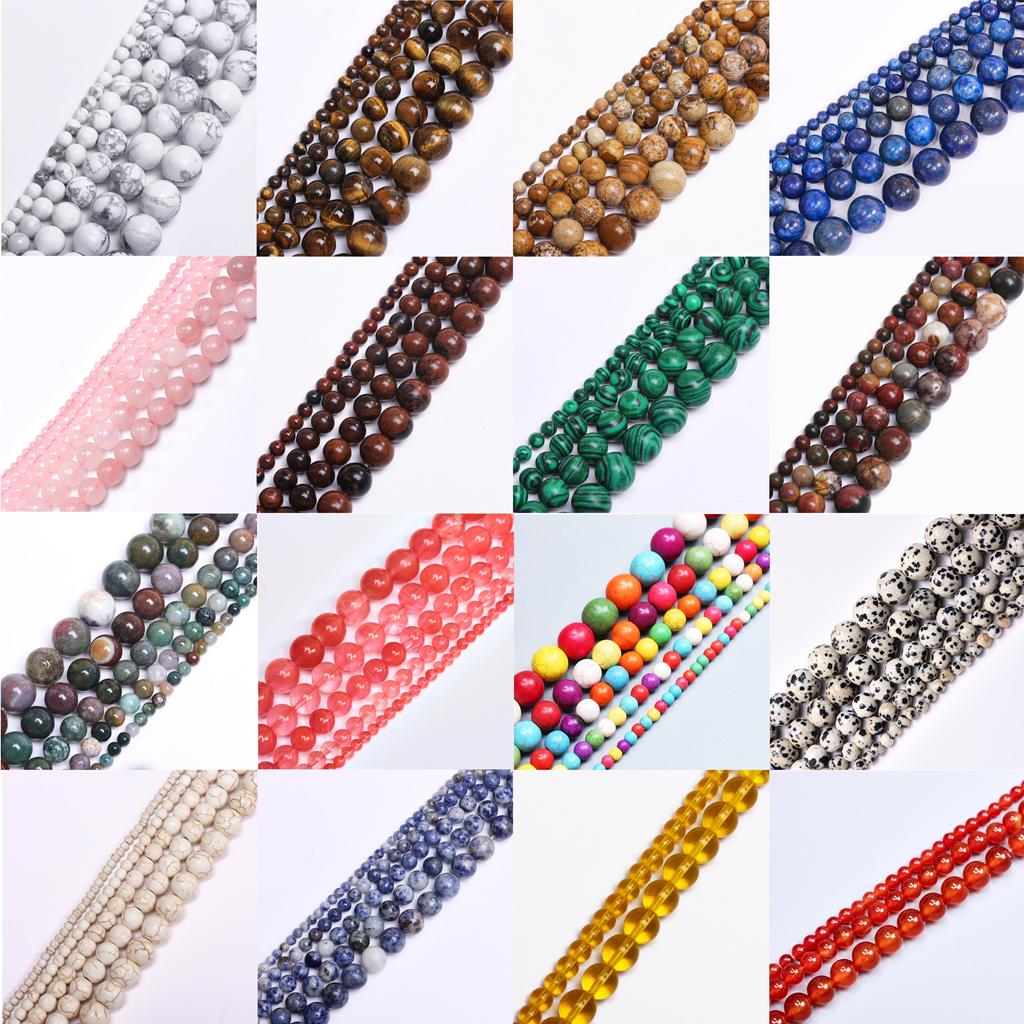 4mm/6mm/8mm/10mm/12mm Charm Accessories Natural Women 15-40Pcs Fashion Beads Girls Round Loose Beads DIY Bracelet Stone For Jewelry Making Gifts