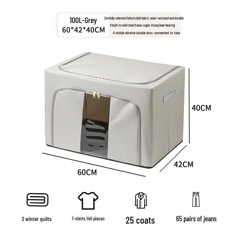 Foldable Clothes Storage Box with Single Window, Large Capacity, Dustproof & Moistureproof
