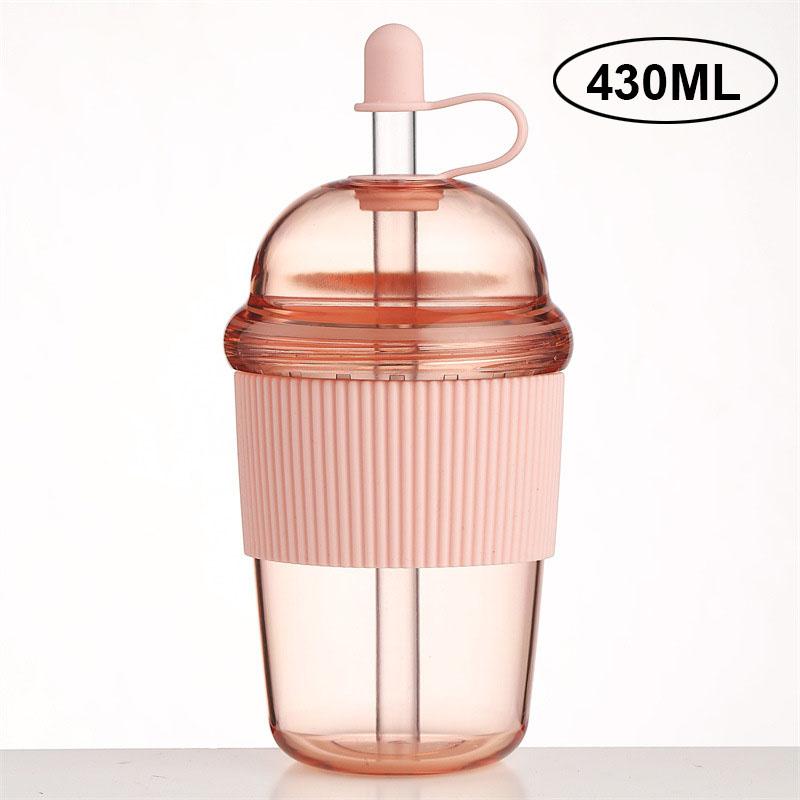 430ML Plastic Coffee Cup Cold And Heat-Resistant Water Cup Reusable Leak Proof Milk Coffee Cup Boba Cups with Lids and Straw