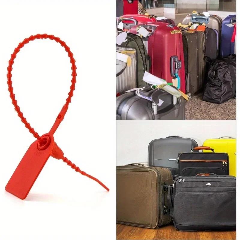 Plastic Tamper Seals,100Pcs Tamper Self-Locking Security Zip Tie,Security Tag for Extinguishers and Safety,9-13/16" Long,Red